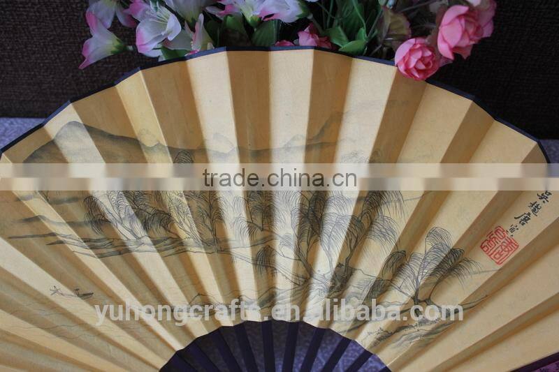 Cheap bamboo silk fan for advertising