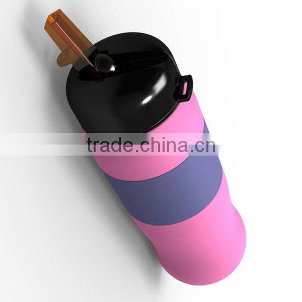 Eco-friendly soft silicone refillable water bottle