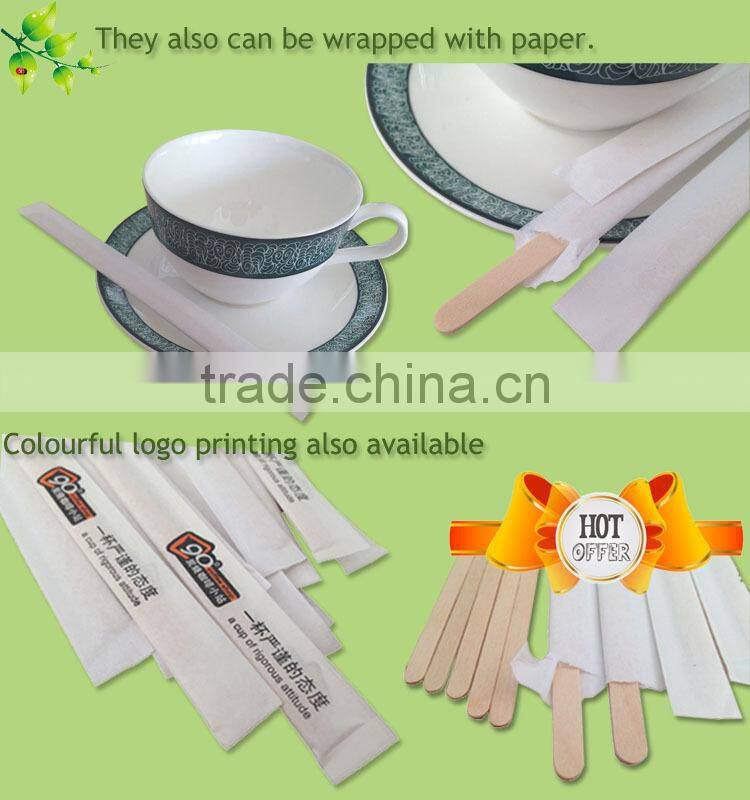 disposable individually paper wrapped wooden coffee stirrer