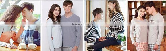 high quality couple homewear sleepwear sets stripe flowers cotton pajama