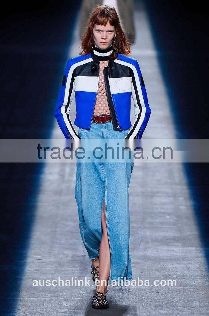 best selling autumn ladies long denim skirts pattern customized