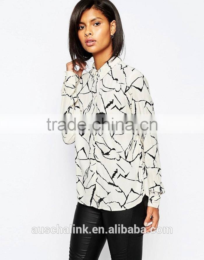 2016 high quality decent long sleeve print shirt wholesale OEM service