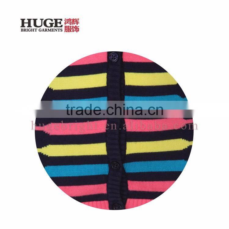 Multicoloured Kintted Style Striped Knitting Girls Sweaters