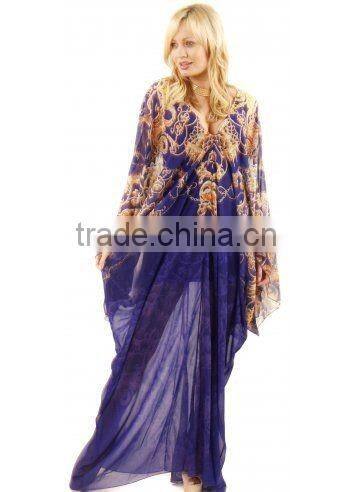 Indian Girls Kaftan Sexy Wear Poncho Fashionable Caftan Dress Poly Silk Girls Long Kaftan