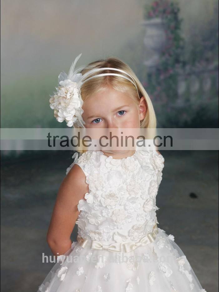 white high neck flower baby wedding dress kid wear