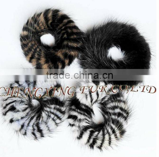CX-E-11 Assorted Color Mink Fur Elastic Hair Accessories