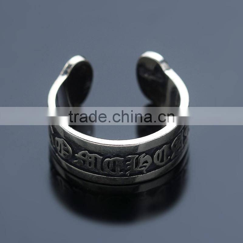 Manufacturer top quality words patterned men's jewelry mystic sterling silver big ring for men