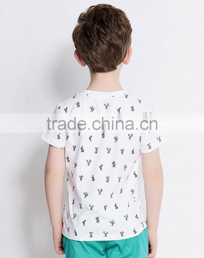 Fancy white full printed fashion boy t-shirt wholesale