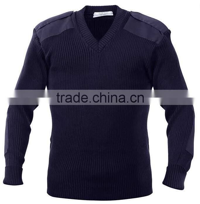 wholesale black acrylic quarter zip military style pullover sweater