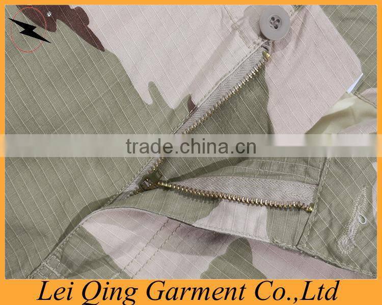 Mens top quality pockets camouflage knee zipper pants