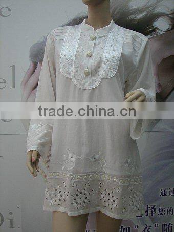 lady cotton embroidery blouse skirt