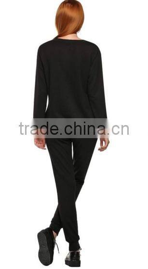 women printed Hoodie Pants Suit Two Piece gtm Tracksuit Set with fleece