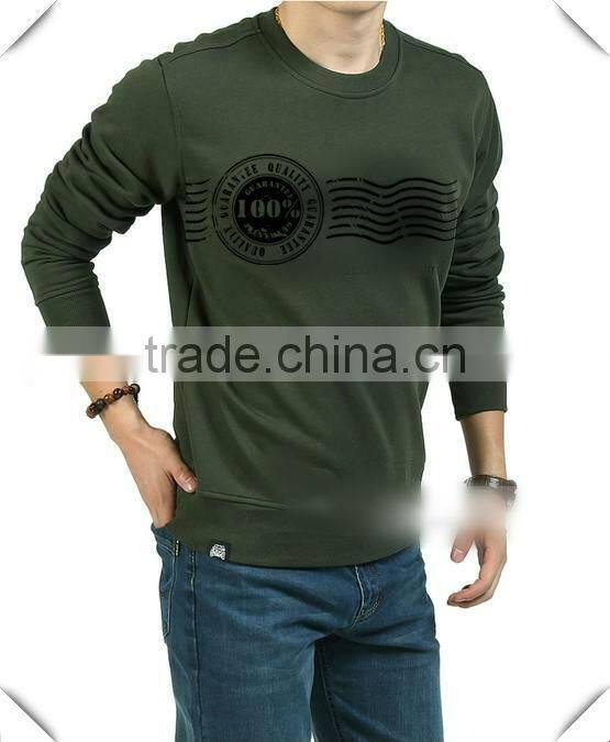 Mens cotton long sleeve flocking roundneck tshirts 201314