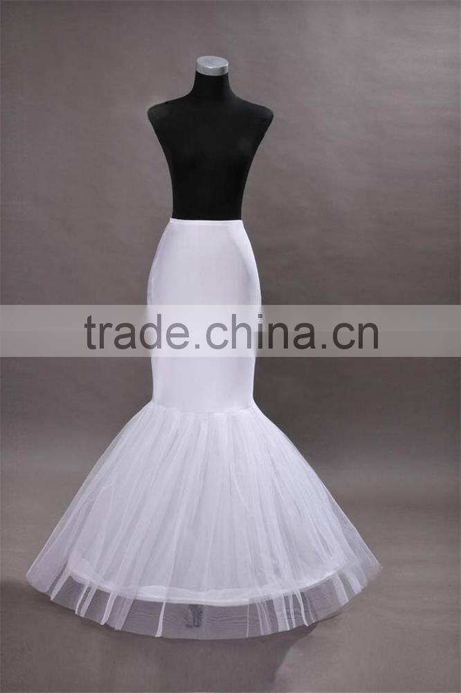 2015 In Stock White Wedding Bridal Mermaid Petticoat/slip 1 Hoop Bone Elastic Wedding bridal Dress Crinoline Trumpet Petticoats