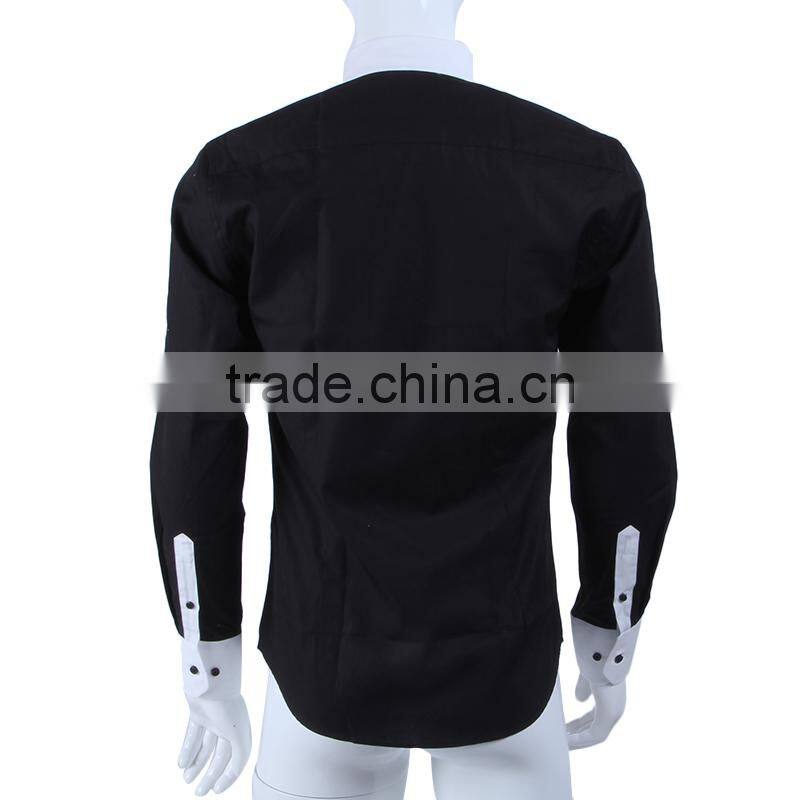 slim fit contrast color casual custom long sleeve men shirt