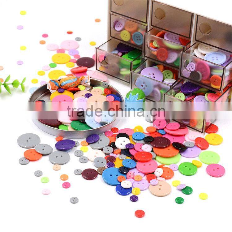 Colorful Different Size 2-Holes Decorated Buttons Craft Plastic Button Round