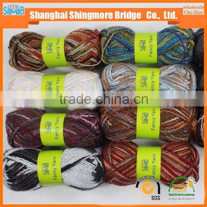 China knitting yarn factory wholesale oeko tex long space dyed acrylic ripple yarn hand knitting scarf yarn in low price