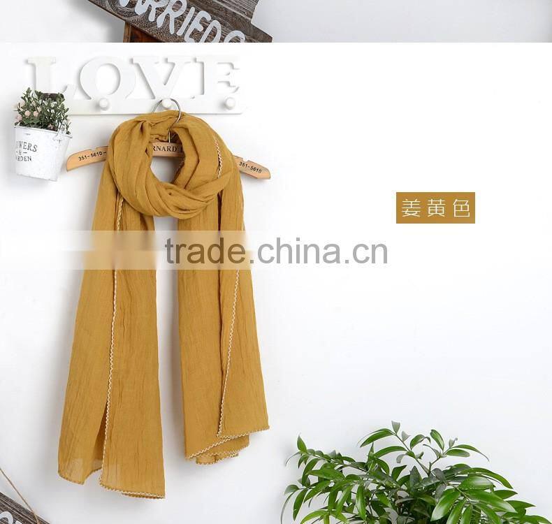 New fashion custom viscose lace trimming hijab scarf