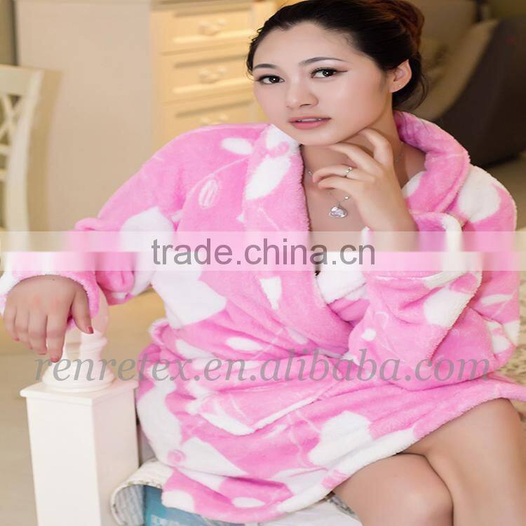 floral flannel fleece robe