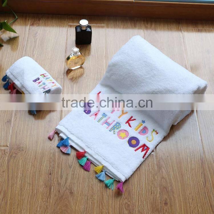 Gift set promotional cotton towel with tassle luxury gift set