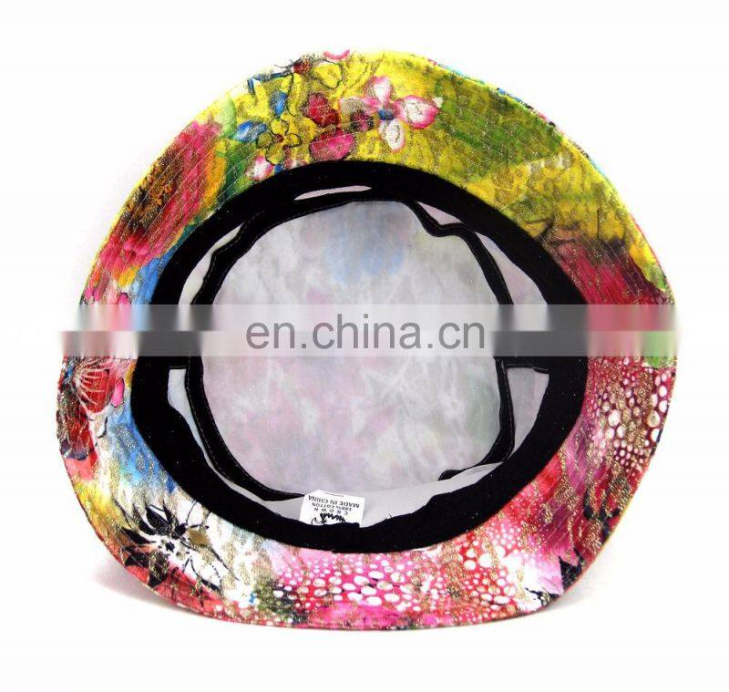 Factory New Fashion Women Girl Flower Floral Bucket hat Bling glitter Boonie cap Pastel drawing Soft material