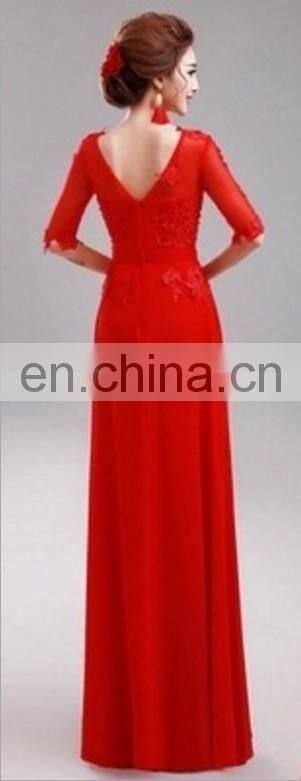 Sexy Applique See Through Women Eleglant Long Evening Dress Formal Gown