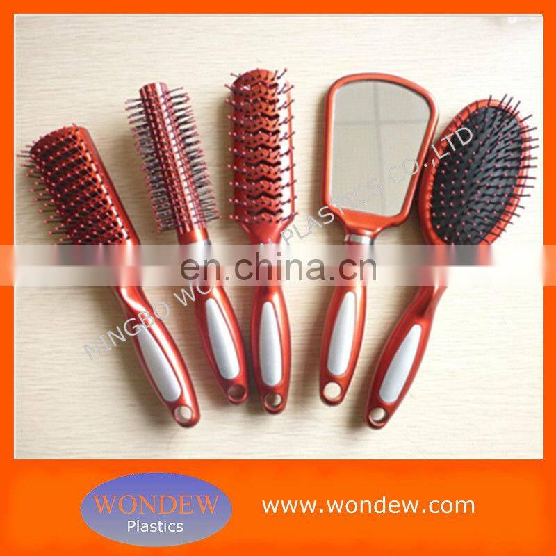 Plastic silver hair brushes line for hair salon