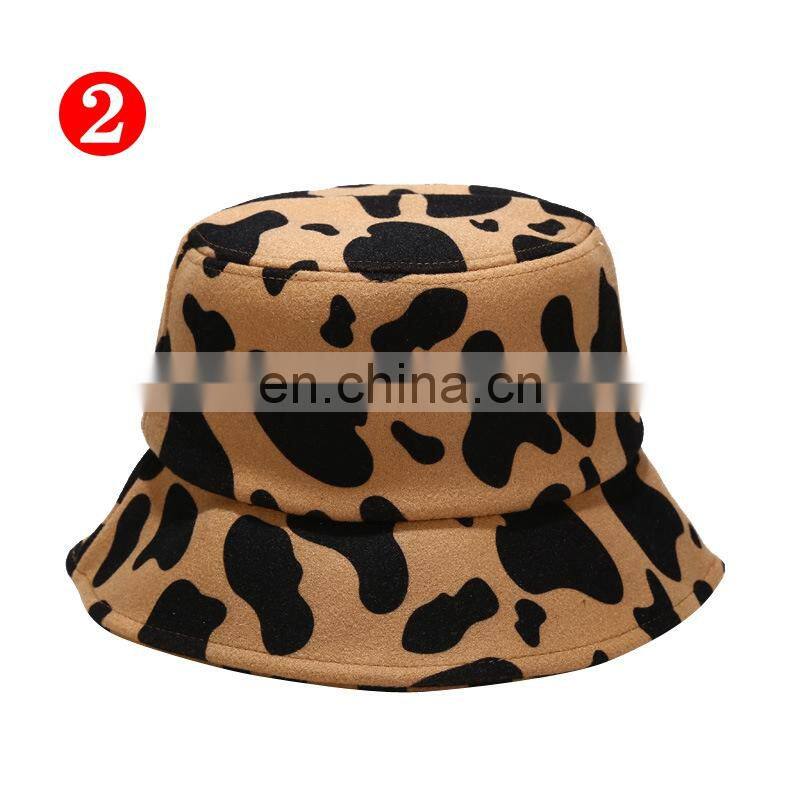 Autumn Winter Unisex Bucket Hats Wool caps Cow leopard zebra design Sunscreen Men Women Sunbonnet Fedoras Fisherman hats