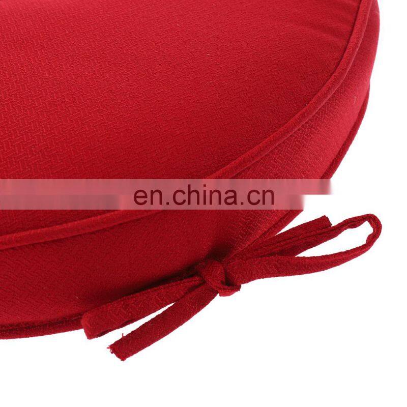 Home Decor Indoor/Outdoor Waterproof Solid Red Round Tufted Bistro Cushion with Ties