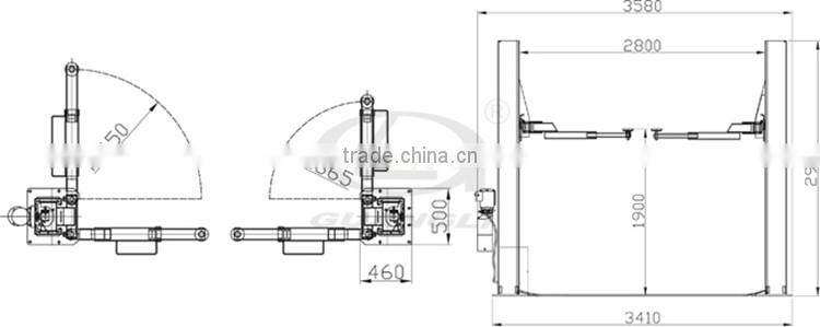 GL-4.0 ton Double Cylinder Hydraulic two post lift with CE