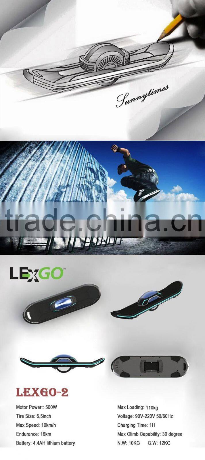 6.5 inch Adult Kick Scooter Big Wheels, Lexgo-2 Big Wheel Electric Kick Scooter CE/FCC/RoHS Certificates