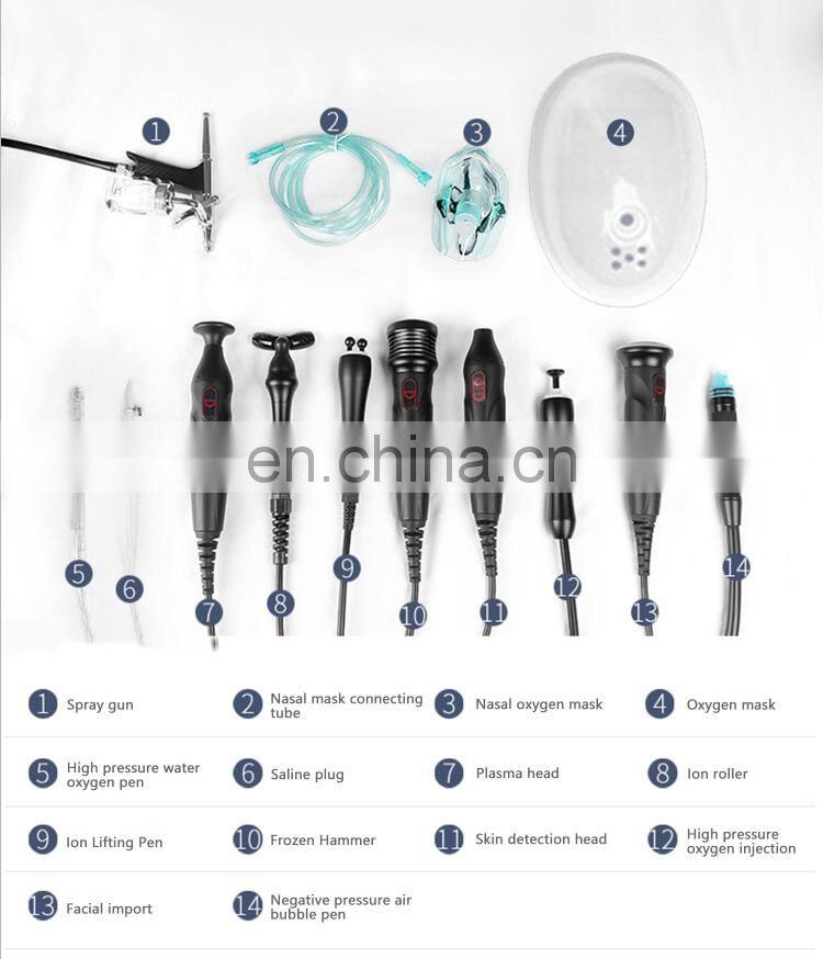 Diamond microdermabrasion bio microcurrent face lifting oxygen peeling deep cleaning machine with skin analysis and PDT system
