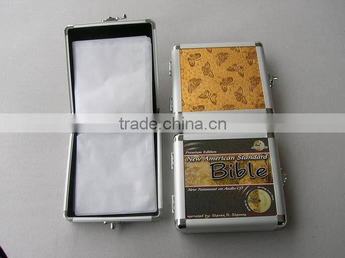 personalized cd case aluminum frame waterproof shell square cd tin case with cd bag inside