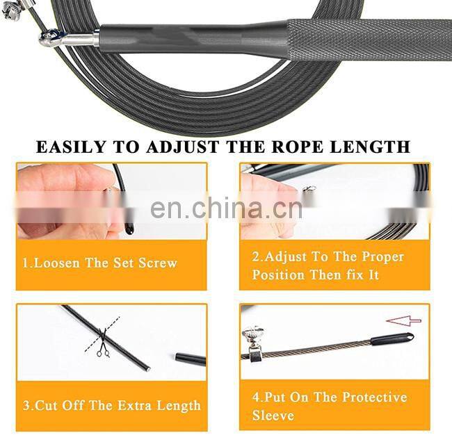 High Speed Skipping Rope Tangle-Free with Self-Locking Screw-Free Design Rope-Adjustable (2 Cables) Aluminum Alloy Non Slip Hand
