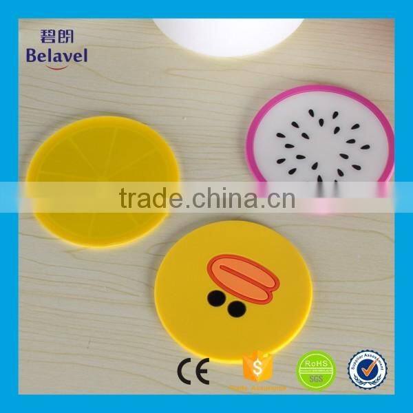 OEM fruit design pvc tea coaster custom silicone soft pvc coaster
