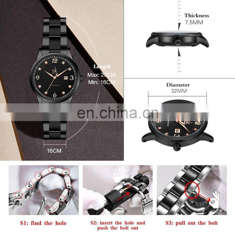 SHENGKE Brand Your Label Watch Hot Sale Women Clock Luxury Green Dial Diamond Watches For Ladies