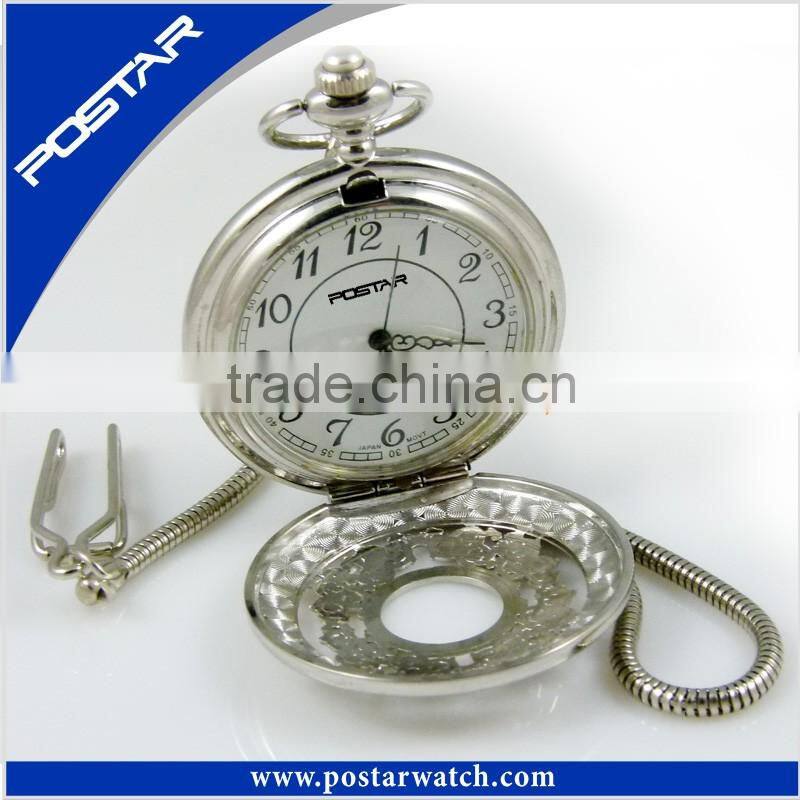 Speciality Stainless Steel Silver Empty Pocket Watch Japan Movement