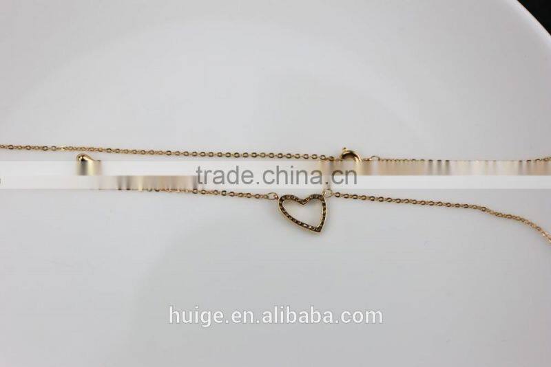 2015 new arrive fashion jewelry gold plated necklace witn a heart pendant