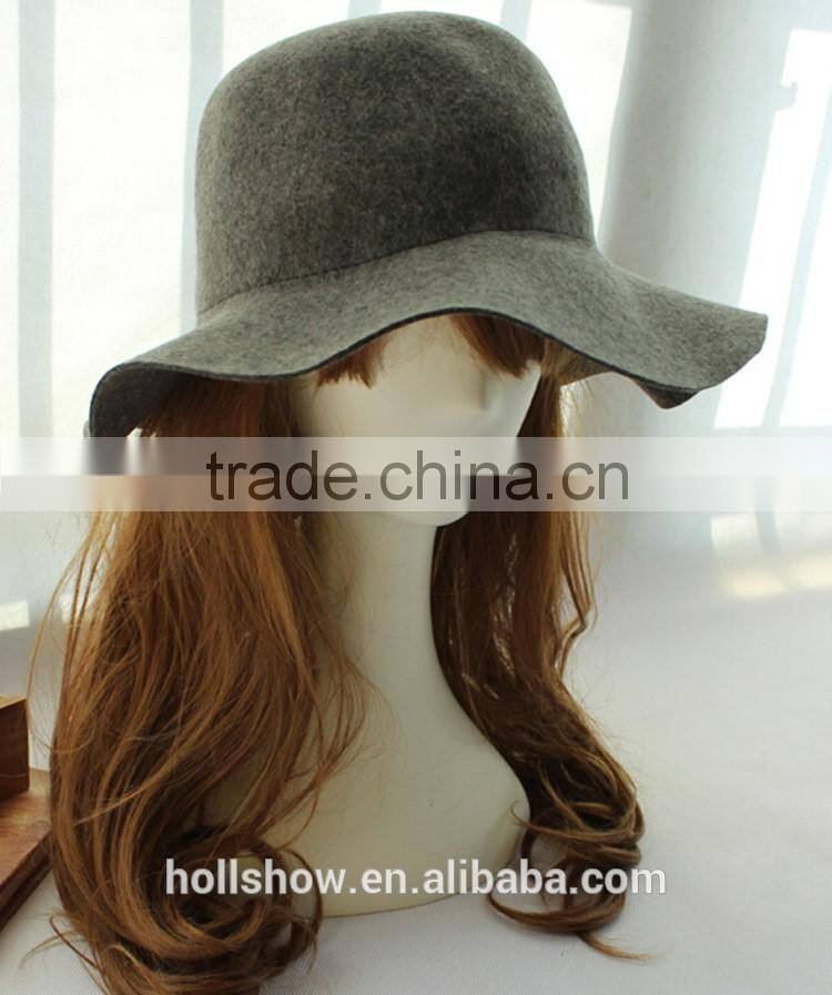 New Arrival Casual Vintage Elegant Lady Women Wide Brim Fedora Real Wool Hat
