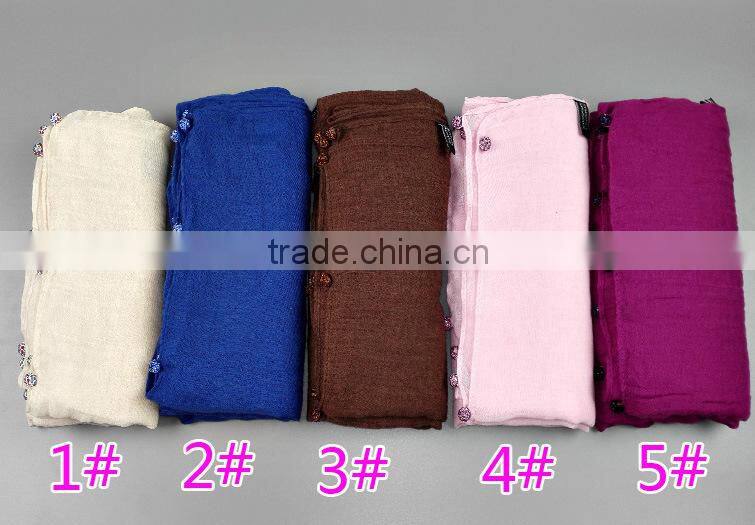New Design Plain Blank Solid Color Cotton Ladies Fashion Scarves With Pendant