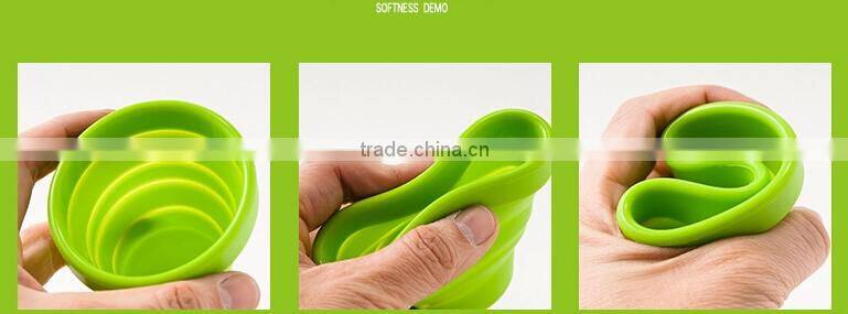 2015 silicone foldable water bottle manufacturing cup