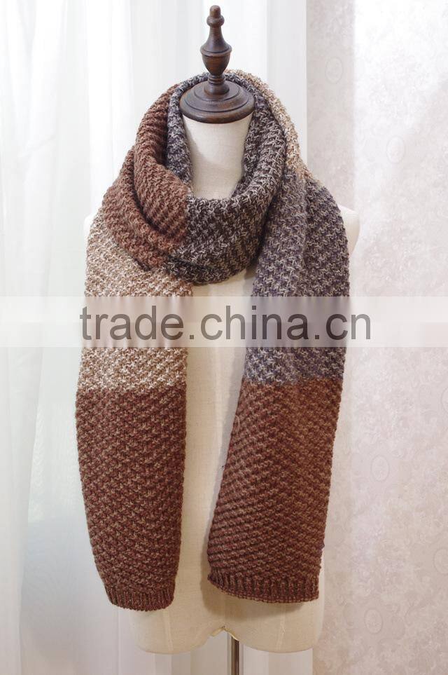 New Fashion Patchwork Wool Knitted Unisex Man Woman Winter Scarf