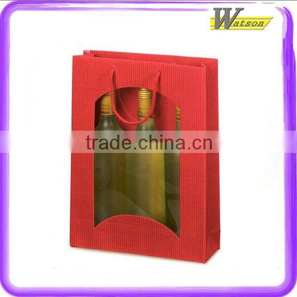 hot selling christmas festival red or white wine corrugated paper packing bag