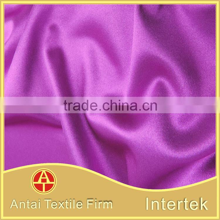Lightweight shiny smooth 2 way stretch polyester spandex knitting satin