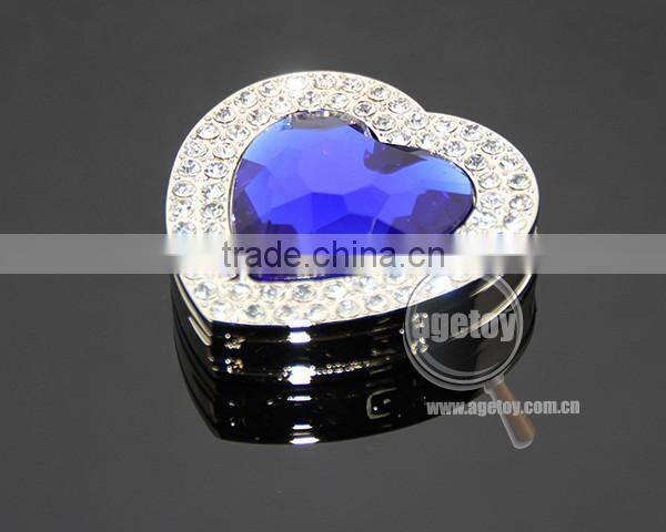 Blue Heart Crystal Rhinestones Fashion Lady Woman Hnadbag Hook Holder Foldable Alloy Metal Heart Bag Hanger