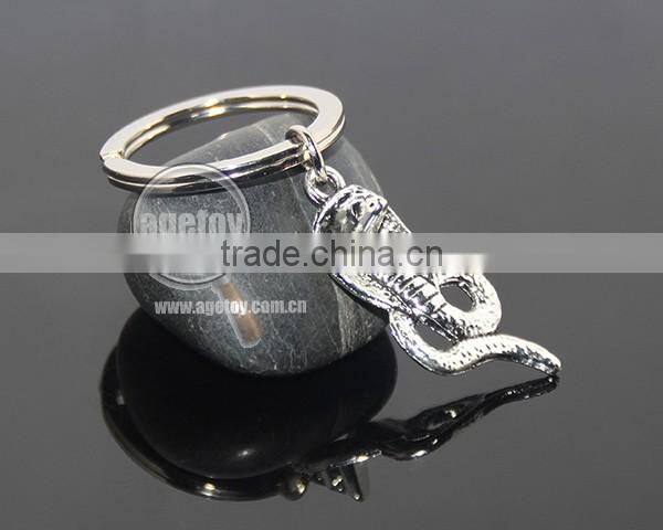 Three-dimensional Snake Shaped Keyring New Fashion Alloy Silver Metal Cobra Keychain