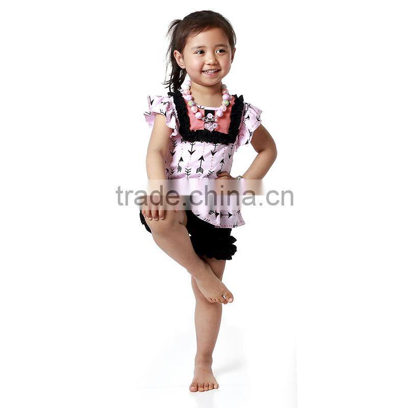 2016 bahy girls pink arrows bib tank top with ruffle shorts,4th of july boutique outfit