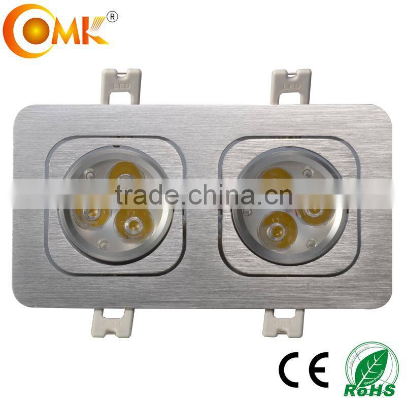 MR16/GU10/G5.3 2*3*3W square led grill light fixture with pure aluminum