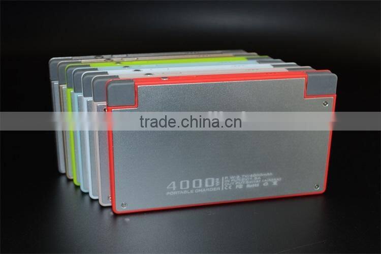 Cheap Slim Built-in Cable Credit Card Golden Power Bank 4000mAh
