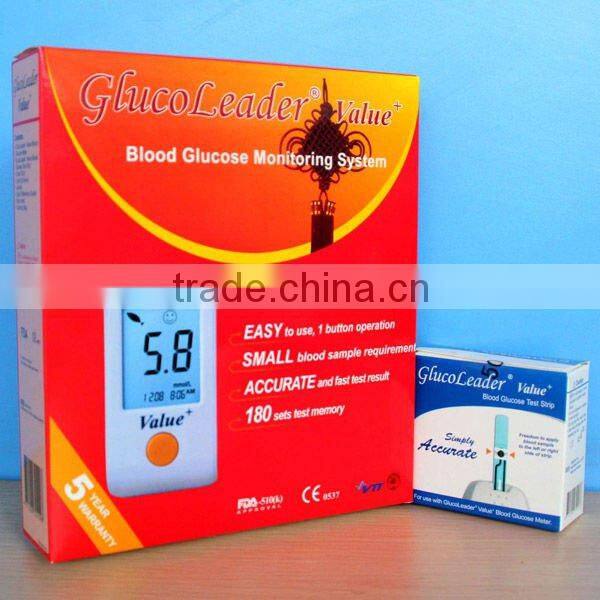 no code USB cable new blood glucose meter Value+ intelligent alerts blood glucose test meter